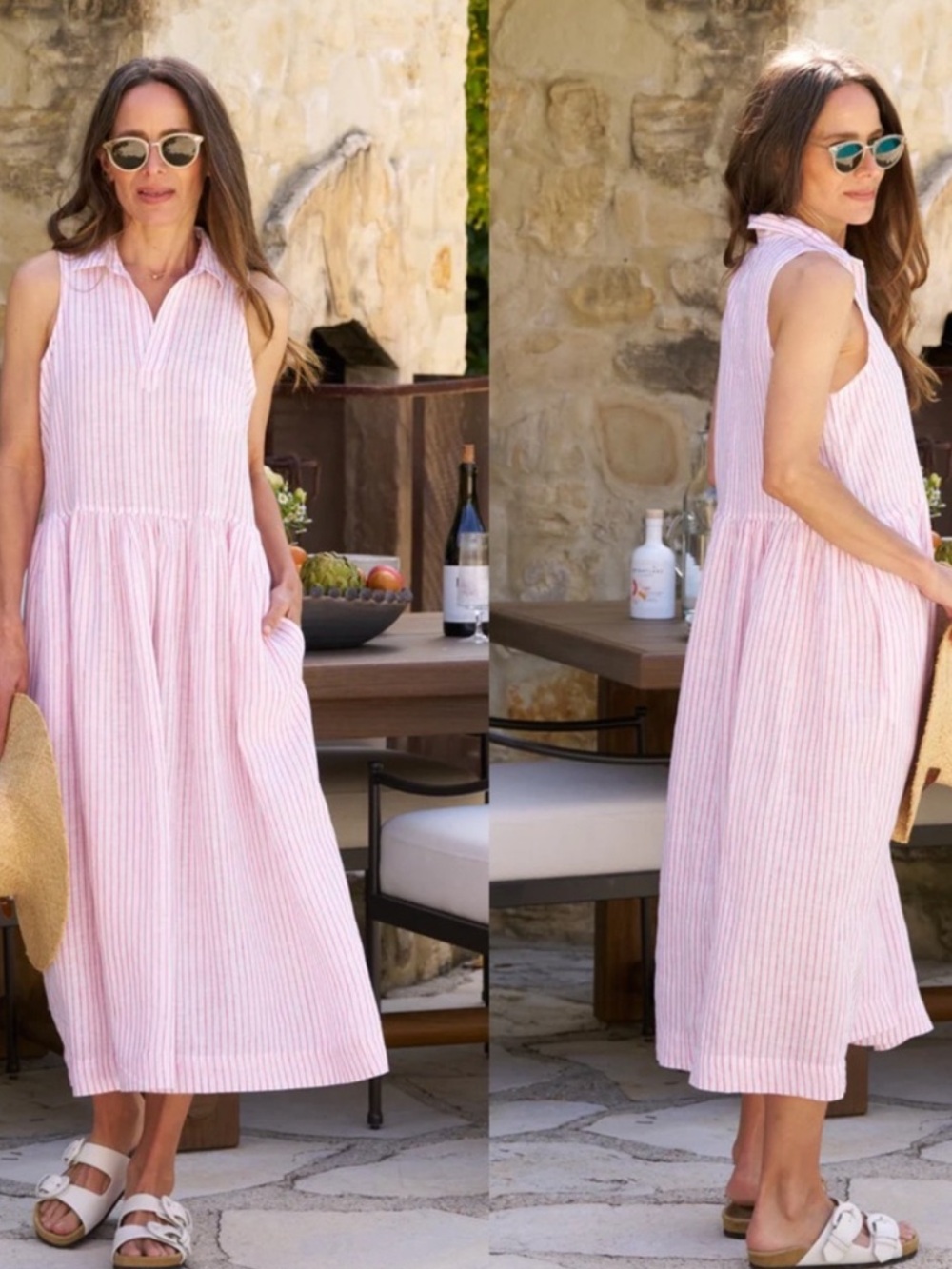 Frank & Eileen Daphne Sleeveless Popover Dress Pink Stripe